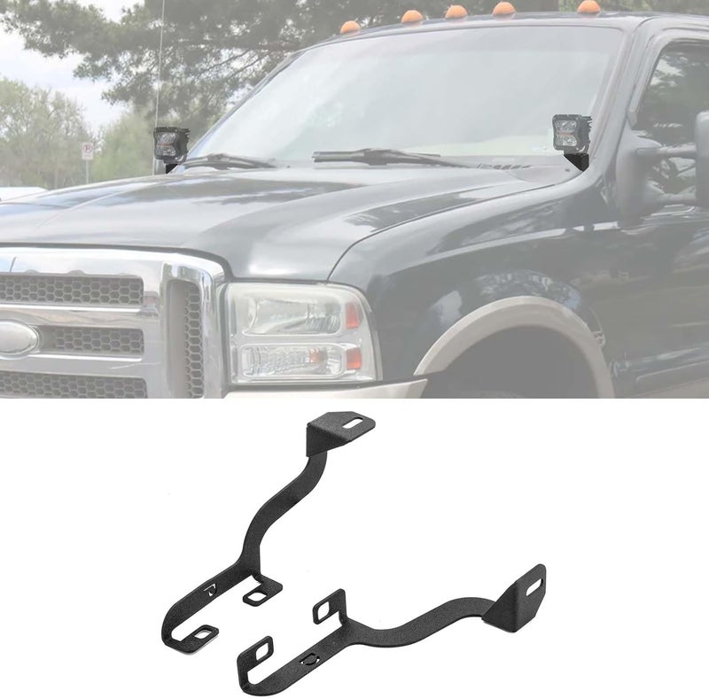 ROMELACK Hood Mount Brackets Ditch Light Pods Bracket Heavy Duty Steel Compatible with Ford F250 F350 F450 F550 Super Duty 1999-2007 - Image 1
